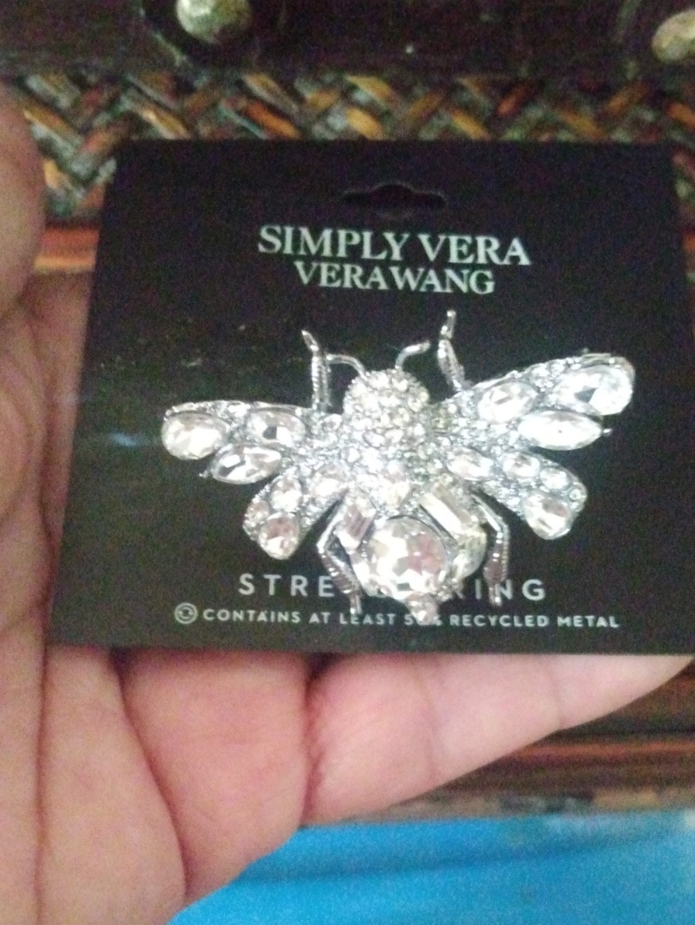 Simply Vera Wang Bee Stretch Ring in Silver NWT